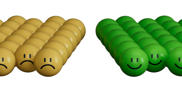 Golden dream team.yellow circles with emotions.Facial expressions. Mental health assessment.Supports PNG files with transparent backgrounds.