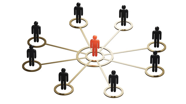 3d people - man, person arranged in a network. Teamwork and leadership.Supports PNG files with transparent backgrounds.
