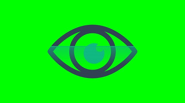 eye vision look watch observe view sight optics animation icon green screen motion footage chroma key flat graphic illustration isolated