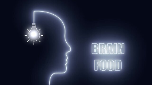 Creative neon mind silhouette for brain food reels perfect for dietetics coaching and cognitive health webinars