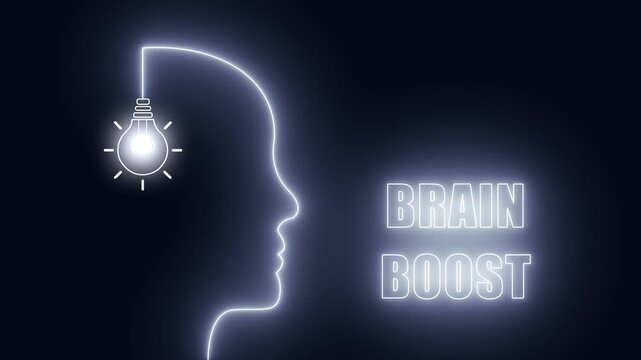 Brain boost neon head concept great for cognitive enhancement tips and memory improvement hacks for wellness apps