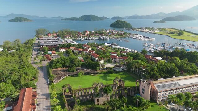 Aerial view of the Marina Bracuhy near the town of Angra dos Reis in Brazil