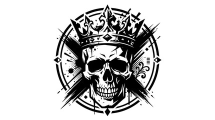 Fototapeta premium Skull with Crown and Crossed Elements