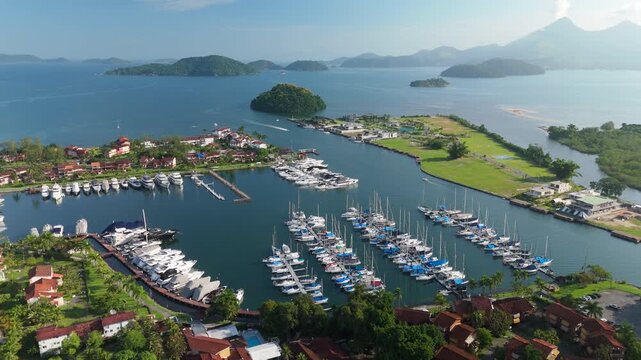 Aerial view of the Marina Bracuhy near the town of Angra dos Reis in Brazil