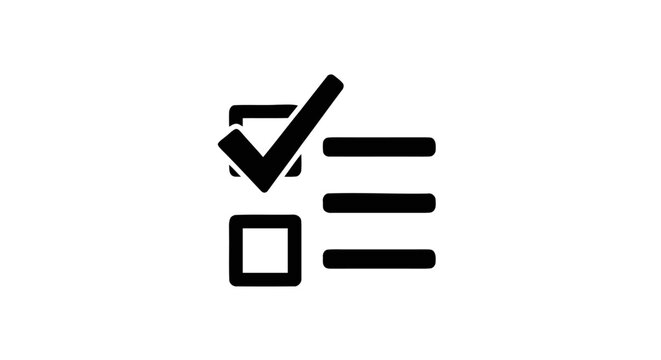 A checklist icon with a checkmark and lines is shown on a clipboard.