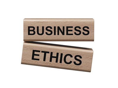 Business ethics symbol. Concept word Business ethics on wooden blocks. Business and Business ethics concept. Copy space.Supports PNG files with transparent backgrounds.