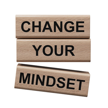 Change your mindset symbol. Concept words Change your mindset on wooden blocks.Business and Change your mindset concept. Copy space.Supports PNG files with transparent backgrounds.