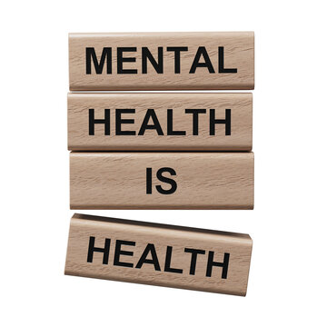 Mental Health symbol. wooden blocks with words Mental Health is Health. Medical and Health concept. Copy space.Supports PNG files with transparent backgrounds.