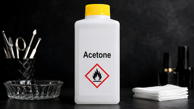 Acetone Nail Polish Remover Bottle with Yellow Cap