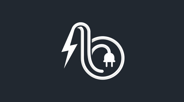 Electric power plug lightning bolt energy logo.