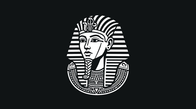 Egyptian pharaoh head line art portrait logo design.