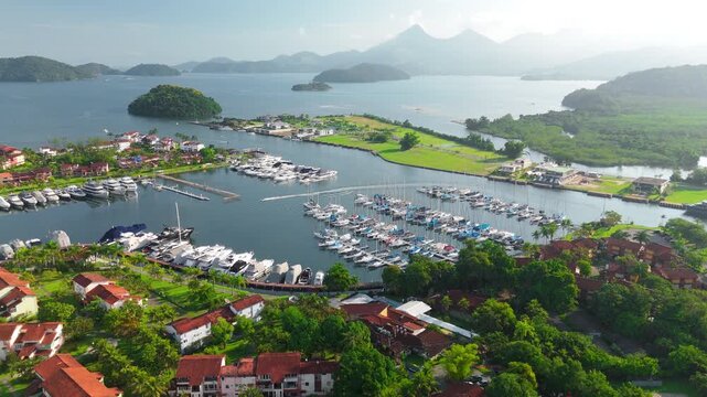 Aerial view of the Marina Bracuhy near the town of Angra dos Reis in Brazil