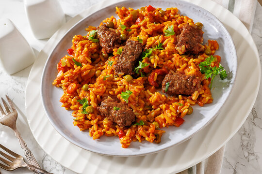 Balkan Rice Pilaf with Savory Minced Sausages