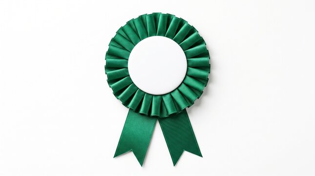 First Place Emerald Award Rosette with Blank White Circle for Custom Design