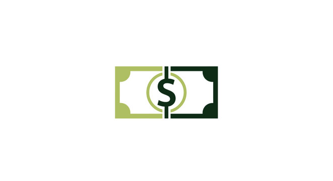 Split dollar bill icon representing finance and currency exchange.