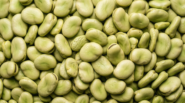 Fresh Fava Beans Close-Up Background, Shelled Broad Beans Full Frame Texture