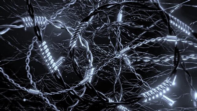 Monochrome Organic Neural Network Metallic Web Seamless Loop 4K VJ Background