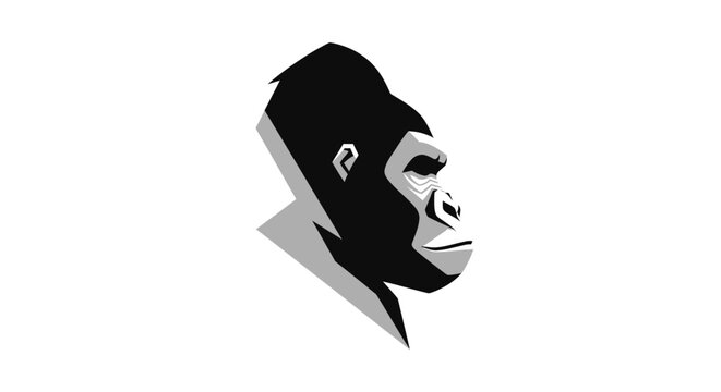 Strong gorilla head profile silhouette logo.