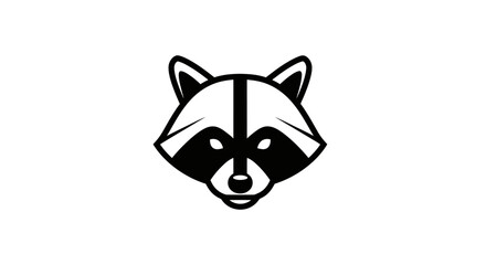 Stylized black and white raccoon head mascot. © Asri