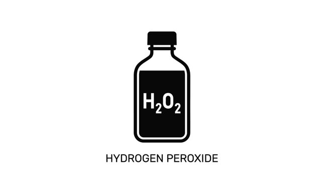 Hydrogen Peroxide Bottle Icon - H2O2 Chemical Formula - Vector Illustration