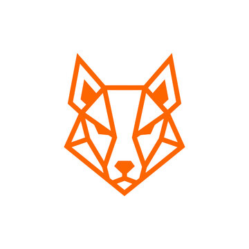 Abstract orange wolf head geometric logo icon.