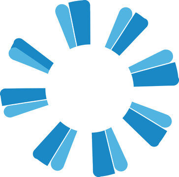 Abstract circular diagram with blue and grey segments