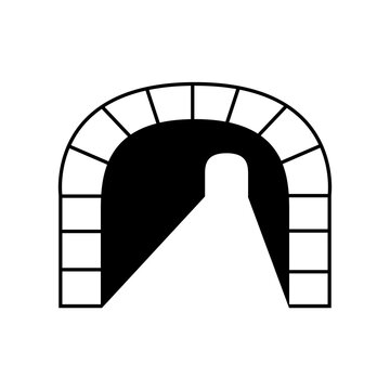 Geometric Black and White Brick Archway Tunnel Entrance Icon