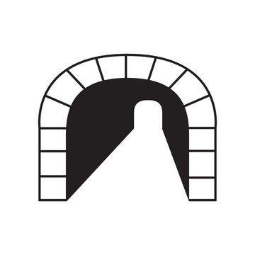 Geometric Black and White Brick Archway Tunnel Entrance Vector Icon