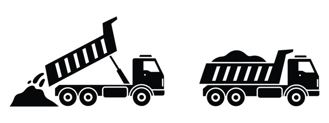 Dump Truck Silhouette Symbols Vector Illustration for Construction, Heavy Equipment, Industrial Transport, and Earthmoving Machinery Design © Mizu Ahmed 3