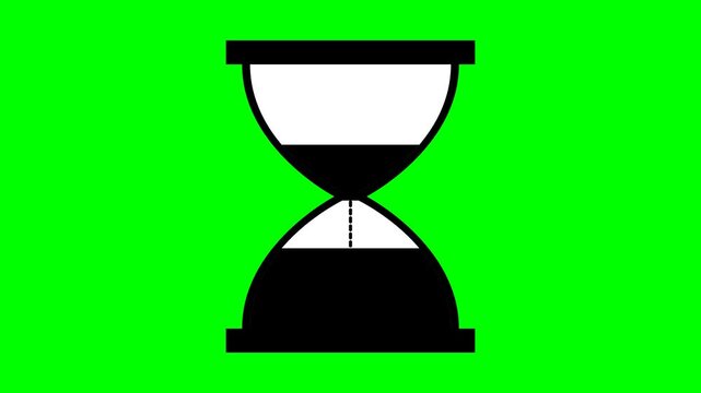 Simple Hourglass Icon Graphic Featuring a Black and White Sand Timer Design on a Bright Green Chroma Key Background