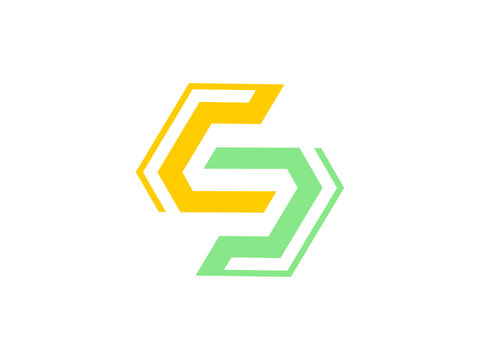 abstract hexagon S SC CS CC CP monogram logo vector