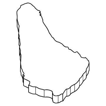 Barbados map illustration hand drawn outline vector