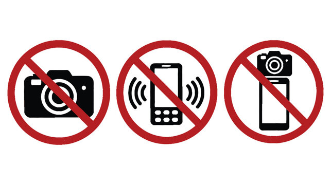 Sign icon photography prohibition no camera mobile phone