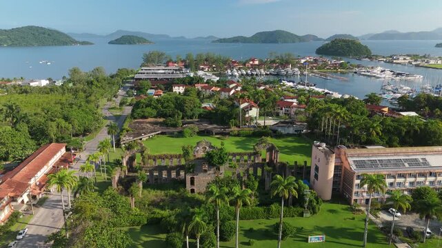 Aerial view of the Marina Bracuhy near the town of Angra dos Reis in Brazil
