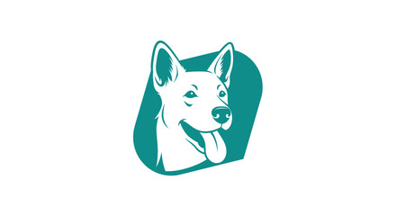 Fototapeta premium Teal dog head illustration badge on white background.