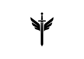 Obraz premium Winged sword knight crest heraldry logo icon