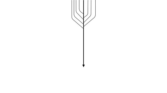 Minimalist black lines converging into a downward arrow on white background for corporate presentation