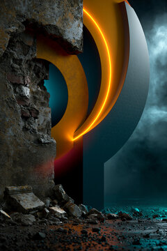 old and new divided abstract design, retro and futuristic split poster background with bold contrast, past versus future dual background with neon and vintage textures