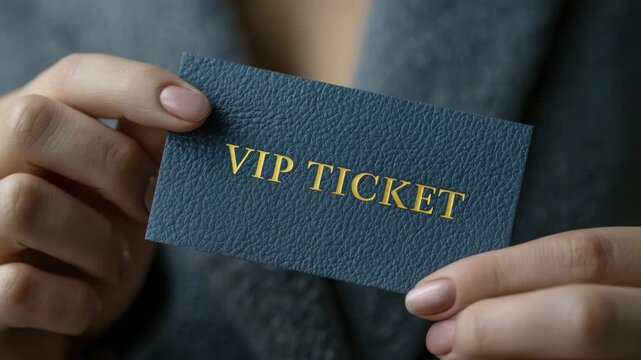 female hands hold vip ticket animation