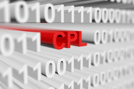 CPL binary code blurred 3d illustration