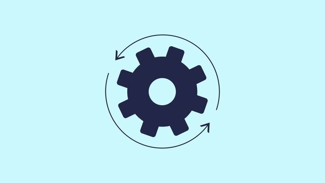 Cog flowing process rotation 2d animation with alpha matte