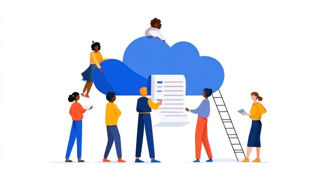 Diverse team working on a shared project