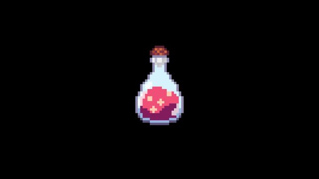 ドット絵のポーション,透過背景,ピンク