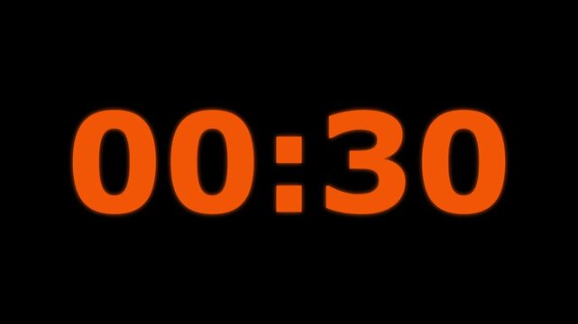 35 seconds countdown timer animation, 35-0 counting down seconds neon number motion graphic 4k animation , digital countdown clock, glowing numbers, live stream, event opener and broadcast graphics