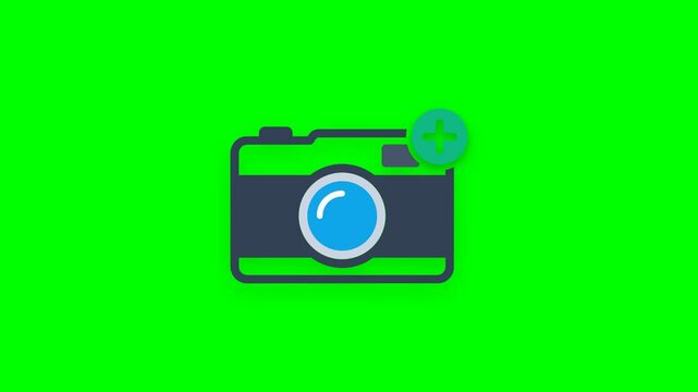 camera photography photo picture lens capture equipment shoot animation icon green screen motion footage chroma key flat graphic illustration isolated