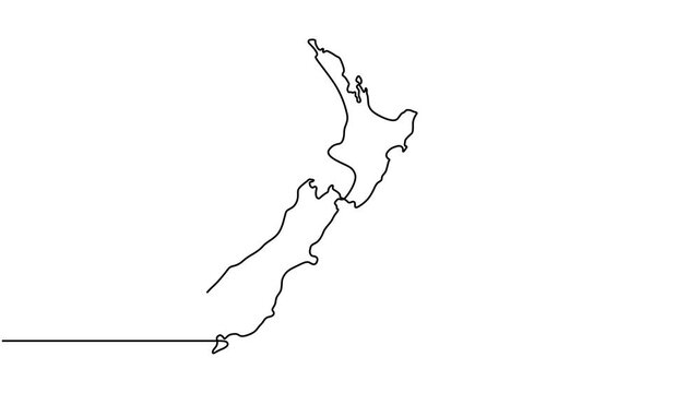 Animated video of New Zealand map. Map and flag motion graphics for Education, Travel between cities in New Zealand, infographics, Science, Web Presentations. New Zealand map concept in doodle style.