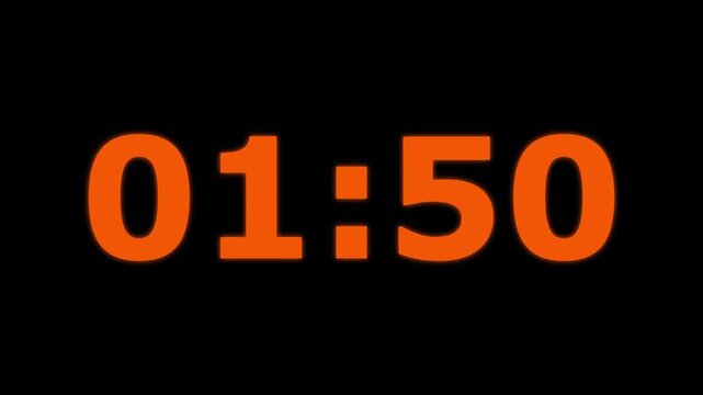 Countdown timer animation of 2 minutes on transparent background with alpha channels, 2 minutes countdown timer animation, countdown video.