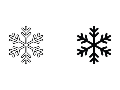 Detailed Snowflake Outline and Filled Winter Icon