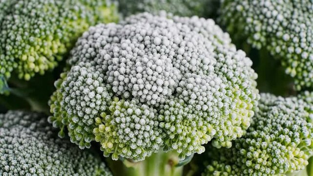 Broccoli florets freeze drying appearance timelapse in a home kitchen setup over several hours