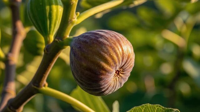 Fig ripening and softening timelapse in an orchard